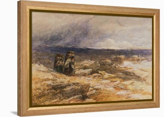 The Peat Gatherers near Bettws Y Coed, North Wales watercolor-David Cox-Framed Premier Image Canvas
