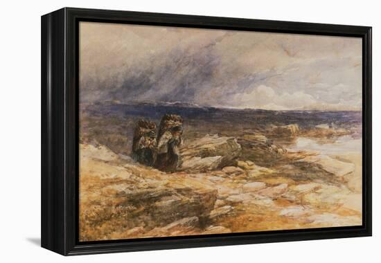 The Peat Gatherers near Bettws Y Coed, North Wales watercolor-David Cox-Framed Premier Image Canvas