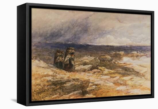 The Peat Gatherers near Bettws Y Coed, North Wales watercolor-David Cox-Framed Premier Image Canvas