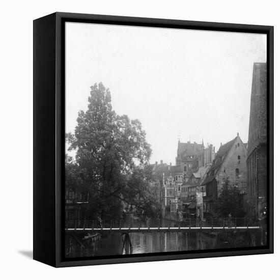 The Pegnitz River, Nuremberg, Germany, C1900s-Wurthle & Sons-Framed Premier Image Canvas
