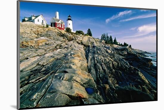 The Pemaquid Point Lighthouse with Rocky Shoreline-George Oze-Mounted Photographic Print