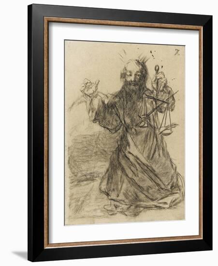 'The Pen is Mightier than the Sword', 1819-28 (Black Chalk on Paper)-Francisco Jose de Goya y Lucientes-Framed Giclee Print