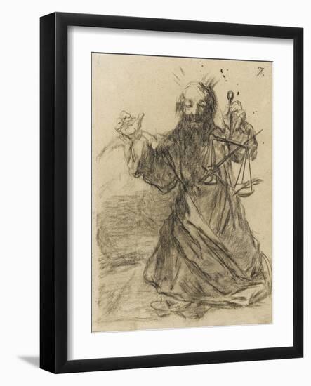 'The Pen is Mightier than the Sword', 1819-28 (Black Chalk on Paper)-Francisco Jose de Goya y Lucientes-Framed Giclee Print