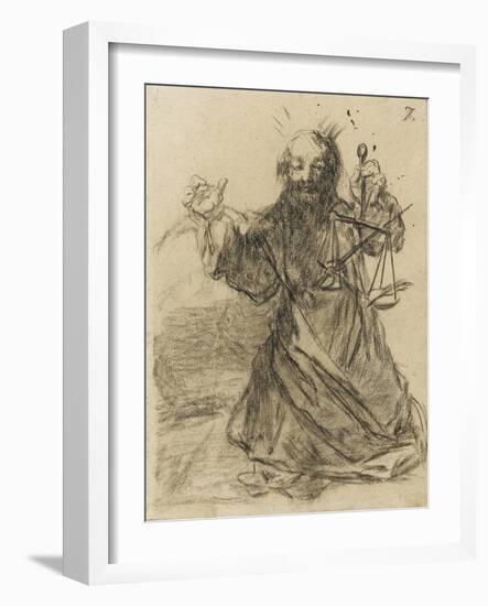 'The Pen is Mightier than the Sword', 1819-28 (Black Chalk on Paper)-Francisco Jose de Goya y Lucientes-Framed Giclee Print