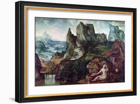 The Penitent Mary Magdalene (Oil on Panel)-Joachim Patinir-Framed Giclee Print