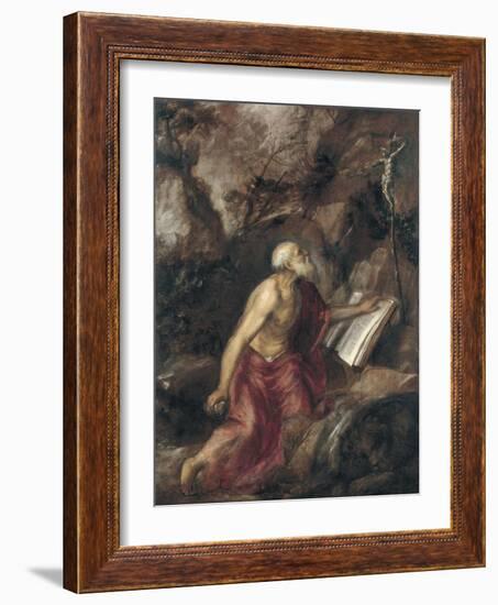 The Penitent Saint Jerome-Titian (Tiziano Vecelli)-Framed Giclee Print