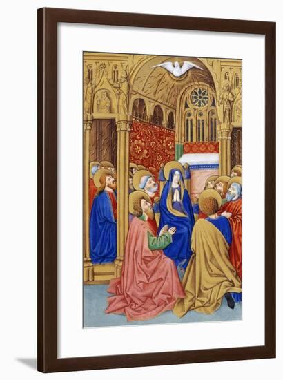 The Pentecost, Miniature from Book of Prayers by Jeanne De Laval, Manuscript-null-Framed Giclee Print