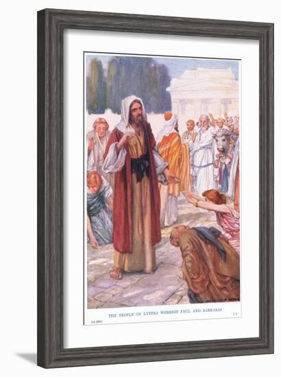 The People of Lystra Worship Paul and Barnabus-Arthur A. Dixon-Framed Giclee Print