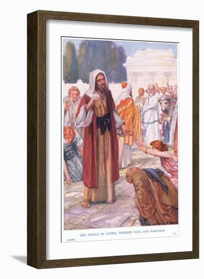The People of Lystra Worship Paul and Barnabus-Arthur A. Dixon-Framed Giclee Print