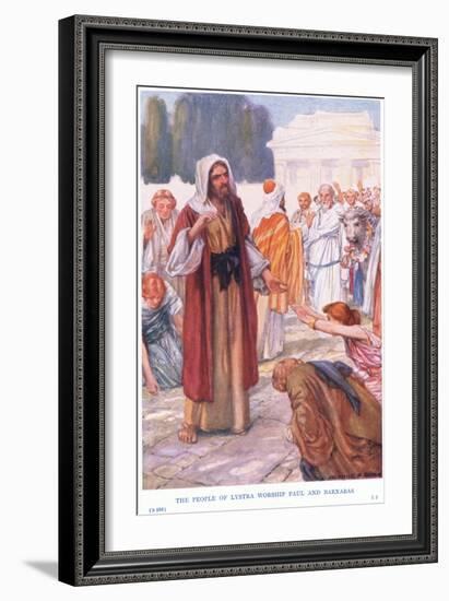 The People of Lystra Worship Paul and Barnabus-Arthur A. Dixon-Framed Giclee Print