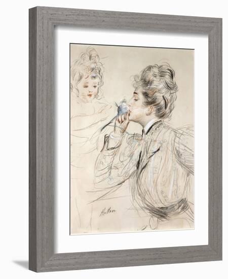 The Perfume (Charcoal, Pastel and Sanguine on Cardboard, 19Th-20Th Century)-Paul Cesar Helleu-Framed Giclee Print