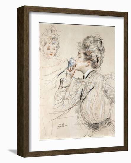 The Perfume (Charcoal, Pastel and Sanguine on Cardboard, 19Th-20Th Century)-Paul Cesar Helleu-Framed Giclee Print