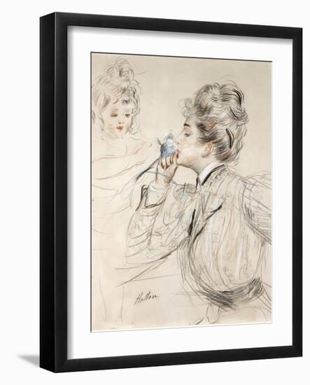 The Perfume (Charcoal, Pastel and Sanguine on Cardboard, 19Th-20Th Century)-Paul Cesar Helleu-Framed Giclee Print