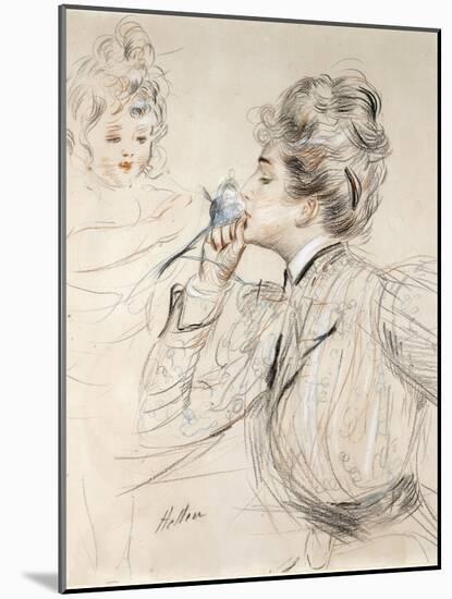 The Perfume (Charcoal, Pastel and Sanguine on Cardboard, 19Th-20Th Century)-Paul Cesar Helleu-Mounted Giclee Print