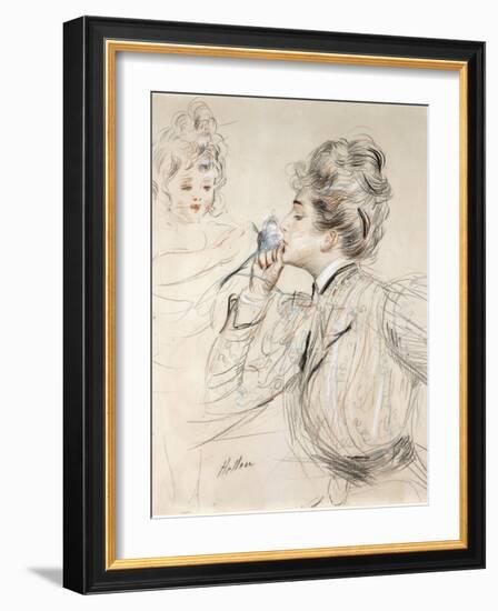 The Perfume (Charcoal, Pastel and Sanguine on Cardboard, 19Th-20Th Century)-Paul Cesar Helleu-Framed Giclee Print