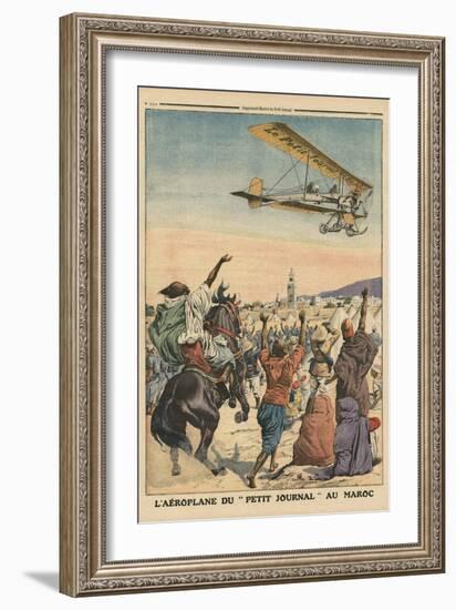 The 'Petit Journal' Airplane Flying over Morocco-French School-Framed Giclee Print