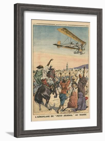 The 'Petit Journal' Airplane Flying over Morocco-French School-Framed Giclee Print