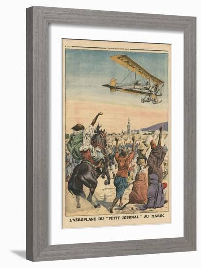 The 'Petit Journal' Airplane Flying over Morocco-French School-Framed Giclee Print