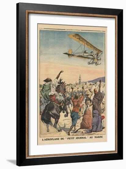 The 'Petit Journal' Airplane Flying over Morocco-French School-Framed Giclee Print