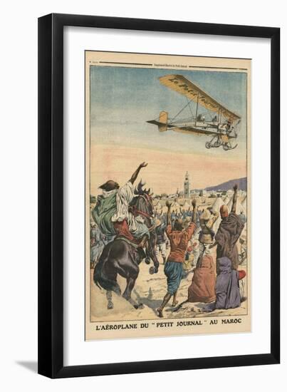 The 'Petit Journal' Airplane Flying over Morocco-French School-Framed Giclee Print