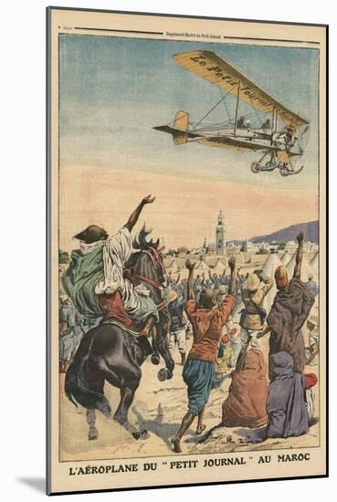 The 'Petit Journal' Airplane Flying over Morocco-French School-Mounted Giclee Print