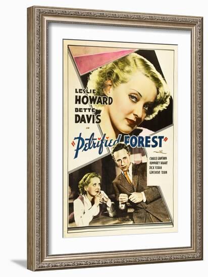 THE PETRIFIED FOREST, top: Bette Davis, bottom from left: Bette Davis, Leslie Howard, 1936.-null-Framed Art Print