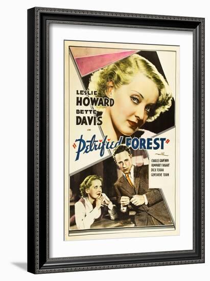 THE PETRIFIED FOREST, top: Bette Davis, bottom from left: Bette Davis, Leslie Howard, 1936.-null-Framed Art Print