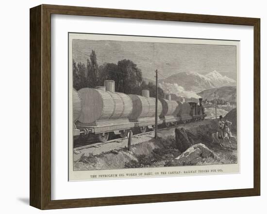 The Petroleum Oil Works of Baku, on the Caspian, Railway Trucks for Oil-null-Framed Giclee Print