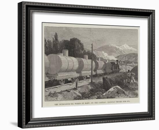 The Petroleum Oil Works of Baku, on the Caspian, Railway Trucks for Oil-null-Framed Giclee Print