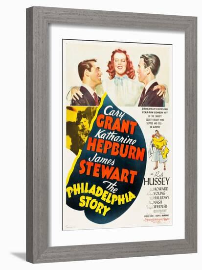 The Philadelphia Story, Cary Grant, Katharine Hepburn, James Stewart, 1940-null-Framed Art Print