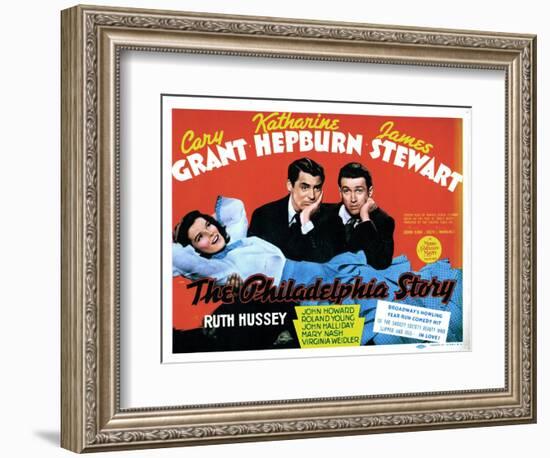 The Philadelphia Story, Katharine Hepburn, Cary Grant, James Stewart, 1940-null-Framed Art Print