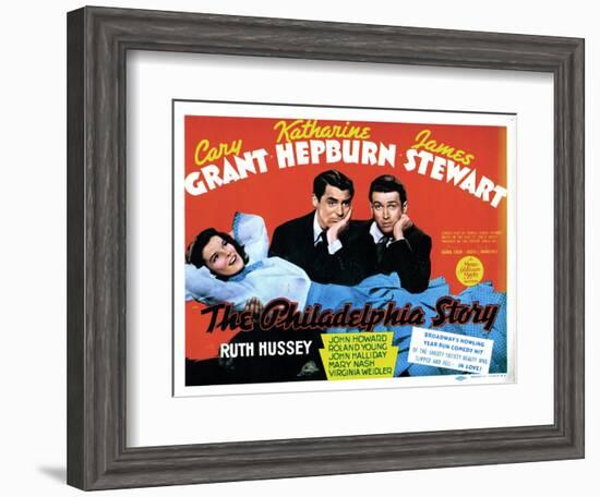 The Philadelphia Story, Katharine Hepburn, Cary Grant, James Stewart, 1940-null-Framed Art Print