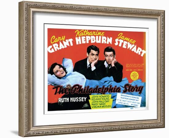 The Philadelphia Story, Katharine Hepburn, Cary Grant, James Stewart, 1940-null-Framed Art Print