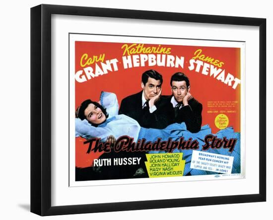 The Philadelphia Story, Katharine Hepburn, Cary Grant, James Stewart, 1940-null-Framed Art Print