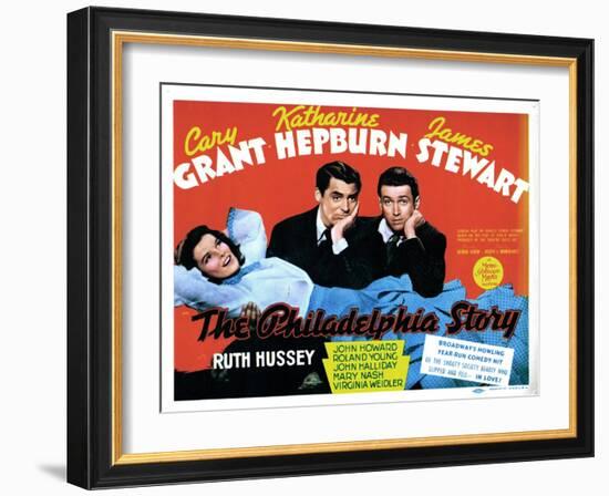 The Philadelphia Story, Katharine Hepburn, Cary Grant, James Stewart, 1940-null-Framed Art Print