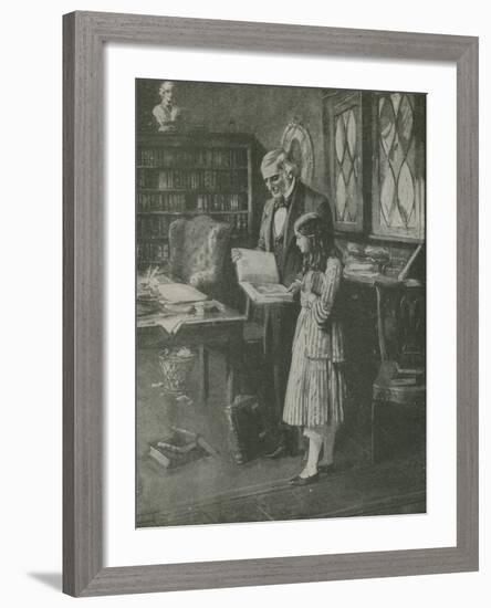 The Philosopher and the Little Girl Among the Books-null-Framed Giclee Print