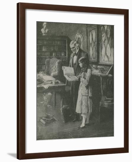 The Philosopher and the Little Girl Among the Books-null-Framed Giclee Print