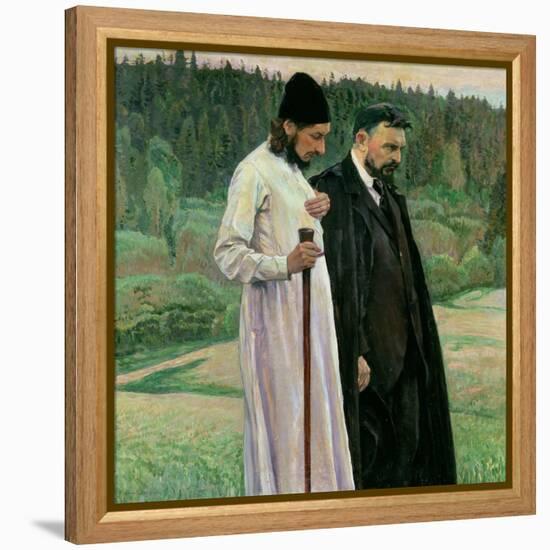 The Philosophers: Portrait of Sergei Nikolaevich Bulgakov and Pavel Aleksandrovich Florensky, 1917-Mikhail Vasilievich Nesterov-Framed Premier Image Canvas