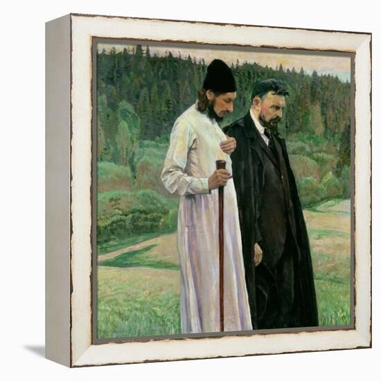 The Philosophers: Portrait of Sergei Nikolaevich Bulgakov and Pavel Aleksandrovich Florensky, 1917-Mikhail Vasilievich Nesterov-Framed Premier Image Canvas