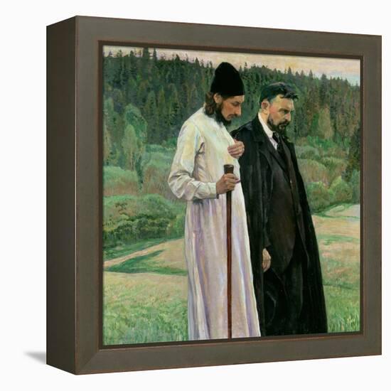 The Philosophers: Portrait of Sergei Nikolaevich Bulgakov and Pavel Aleksandrovich Florensky, 1917-Mikhail Vasilievich Nesterov-Framed Premier Image Canvas