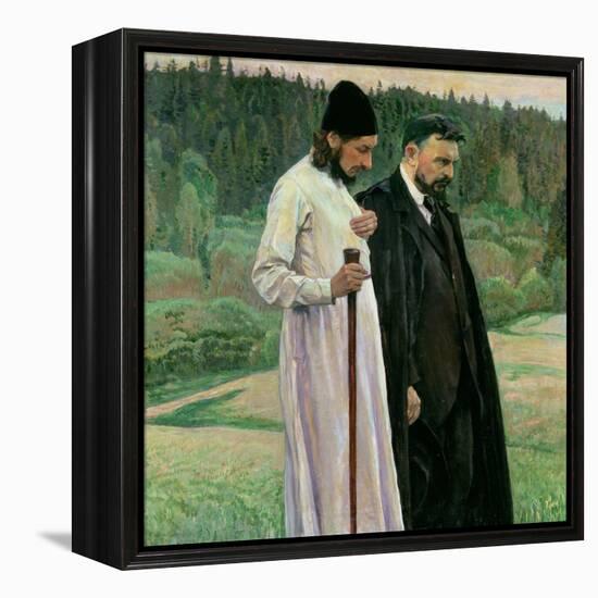 The Philosophers: Portrait of Sergei Nikolaevich Bulgakov and Pavel Aleksandrovich Florensky, 1917-Mikhail Vasilievich Nesterov-Framed Premier Image Canvas