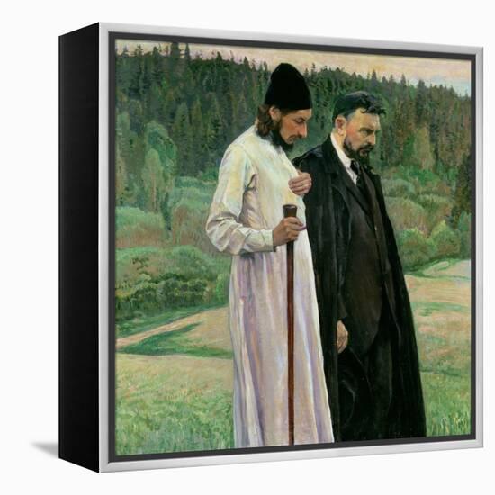 The Philosophers: Portrait of Sergei Nikolaevich Bulgakov and Pavel Aleksandrovich Florensky, 1917-Mikhail Vasilievich Nesterov-Framed Premier Image Canvas