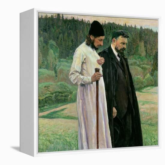 The Philosophers: Portrait of Sergei Nikolaevich Bulgakov and Pavel Aleksandrovich Florensky, 1917-Mikhail Vasilievich Nesterov-Framed Premier Image Canvas