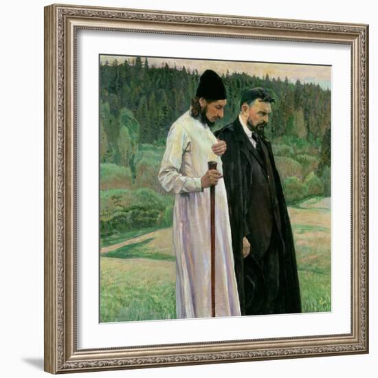 The Philosophers: Portrait of Sergei Nikolaevich Bulgakov and Pavel Aleksandrovich Florensky, 1917-Mikhail Vasilievich Nesterov-Framed Giclee Print