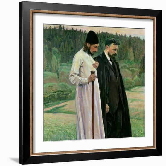 The Philosophers: Portrait of Sergei Nikolaevich Bulgakov and Pavel Aleksandrovich Florensky, 1917-Mikhail Vasilievich Nesterov-Framed Giclee Print