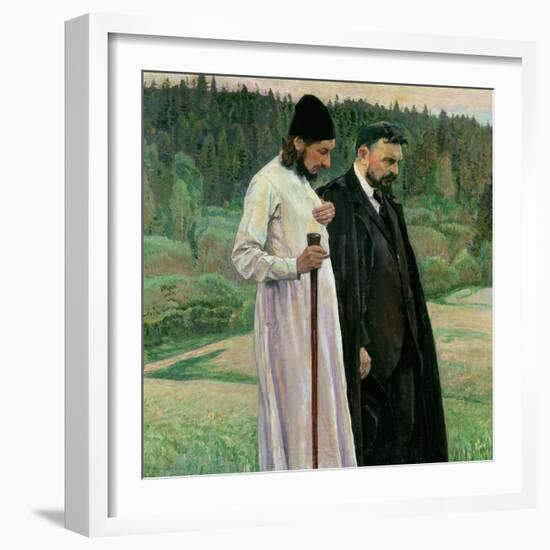 The Philosophers: Portrait of Sergei Nikolaevich Bulgakov and Pavel Aleksandrovich Florensky, 1917-Mikhail Vasilievich Nesterov-Framed Giclee Print