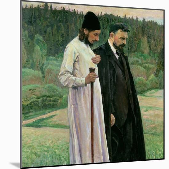 The Philosophers: Portrait of Sergei Nikolaevich Bulgakov and Pavel Aleksandrovich Florensky, 1917-Mikhail Vasilievich Nesterov-Mounted Giclee Print