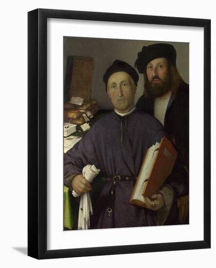 The Physician Giovanni Agostino Della Torre and His Son, Niccolò, Ca 1515-Lorenzo Lotto-Framed Giclee Print