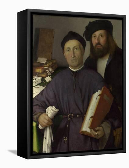 The Physician Giovanni Agostino Della Torre and His Son, Niccolò, Ca 1515-Lorenzo Lotto-Framed Premier Image Canvas