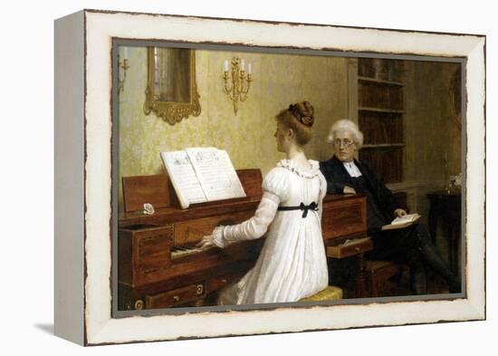 The Piano Lesson-Edmund Blair Leighton-Framed Stretched Canvas